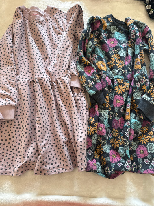 #81 Girls 7/8 cat and Jack (left) jumping beans 7 (right) sweatshirt dresses