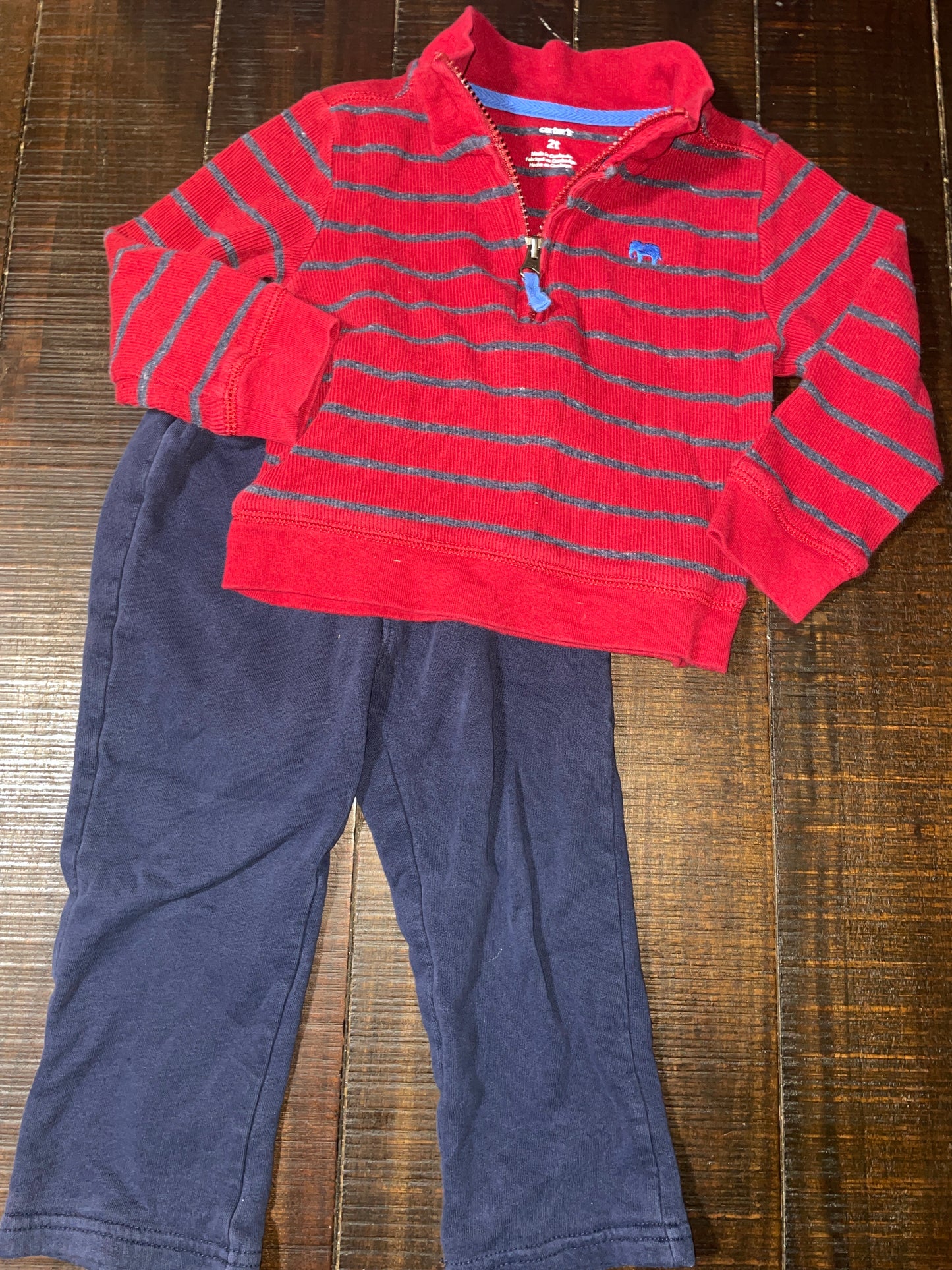 Seller #121 Boys 2t navy sweatpants and quarter zip sweater