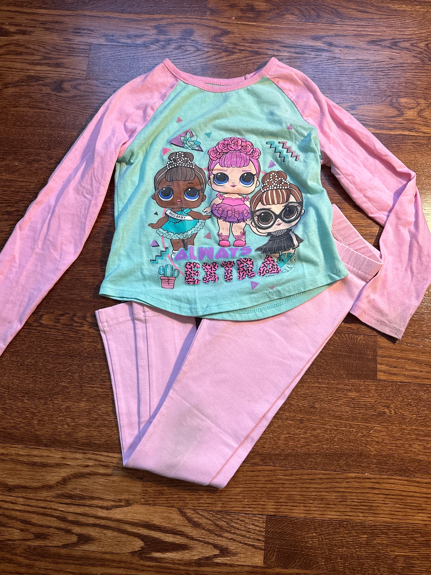 4/5 LOL shirt, size 5 Hanna slim pink leggings lot