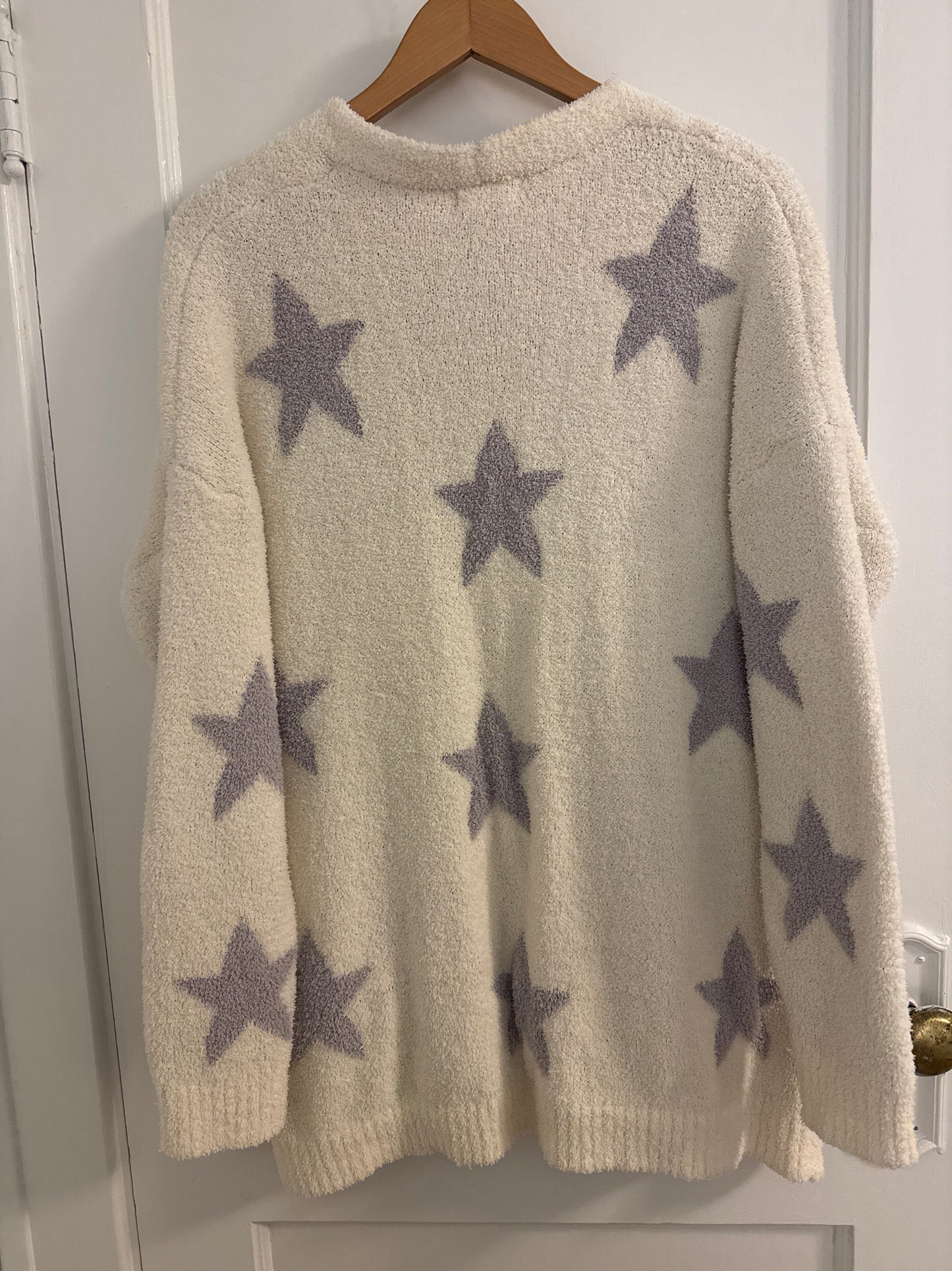 #152 - PRICE REDUCED Altar’d State Star Print Fuzzy Open Cardigan – XL