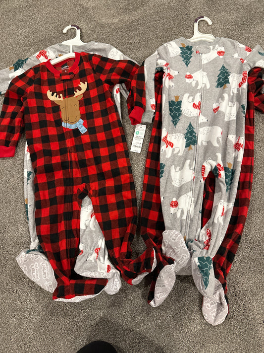 #133 Carters New Sz 2T Footed Pajamas 2 Pair Fleece