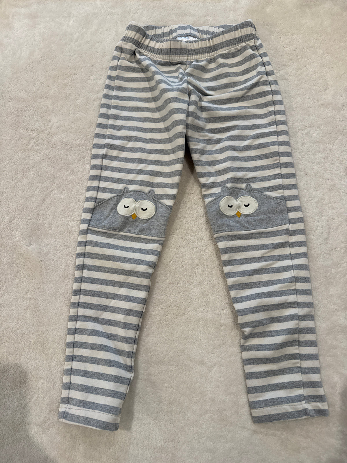 #81 Girls 6-7 120 Hanna Andersson leggings thicker material owl faces euc