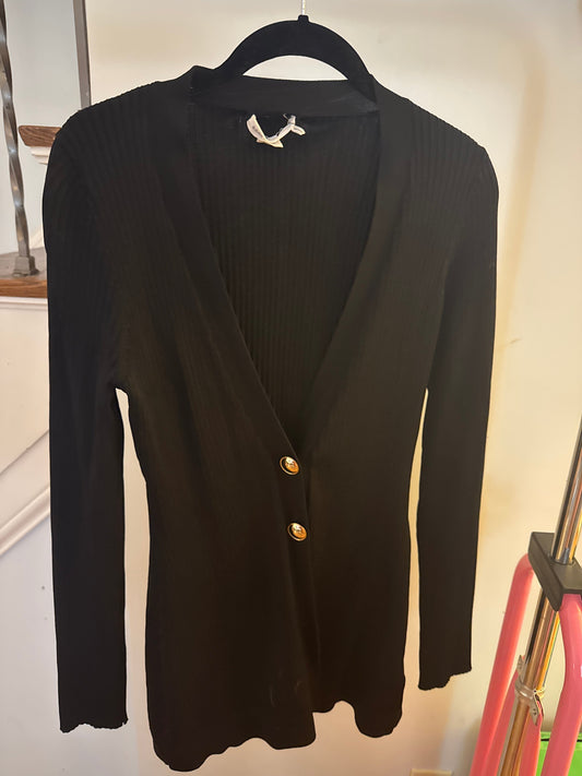 REDUCED Seller 161, Women’s size 3/4 (M/L) Good American black ribbed cardigan