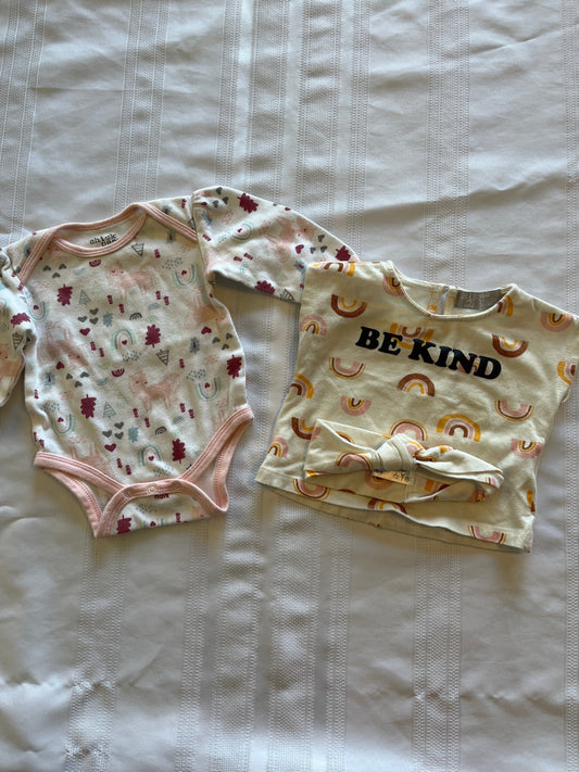 #29 0-3 mo girls shirt set EIC