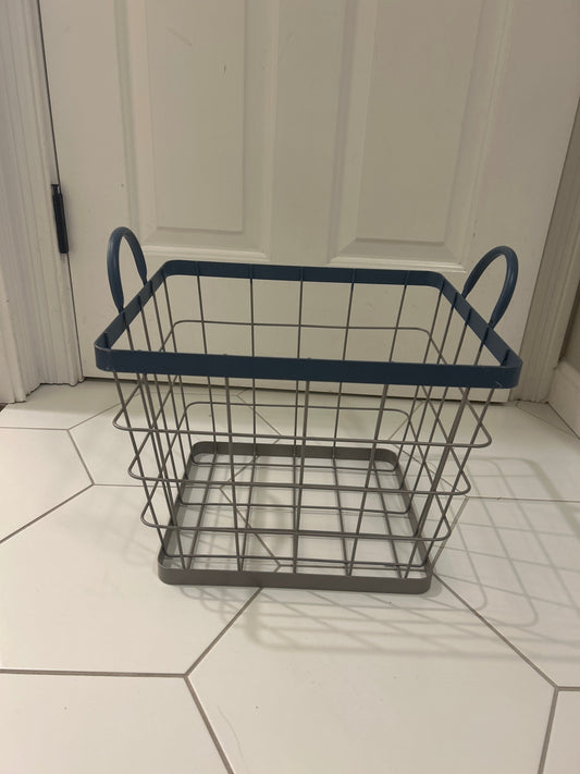 Seller #60, Wire Basket with blue trim
