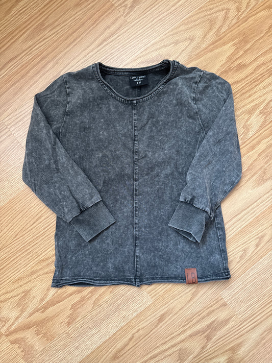 #87 Little bipsy 2-3t boys acid wash long sleeve shirt (black) EUC