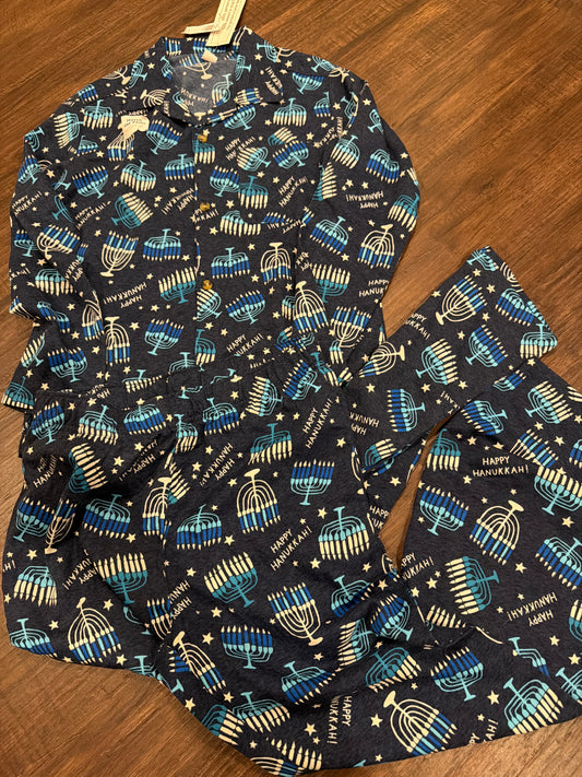 #107 nwt size 14/16 kids gender neutral 2 piece Hanukkah pajamas