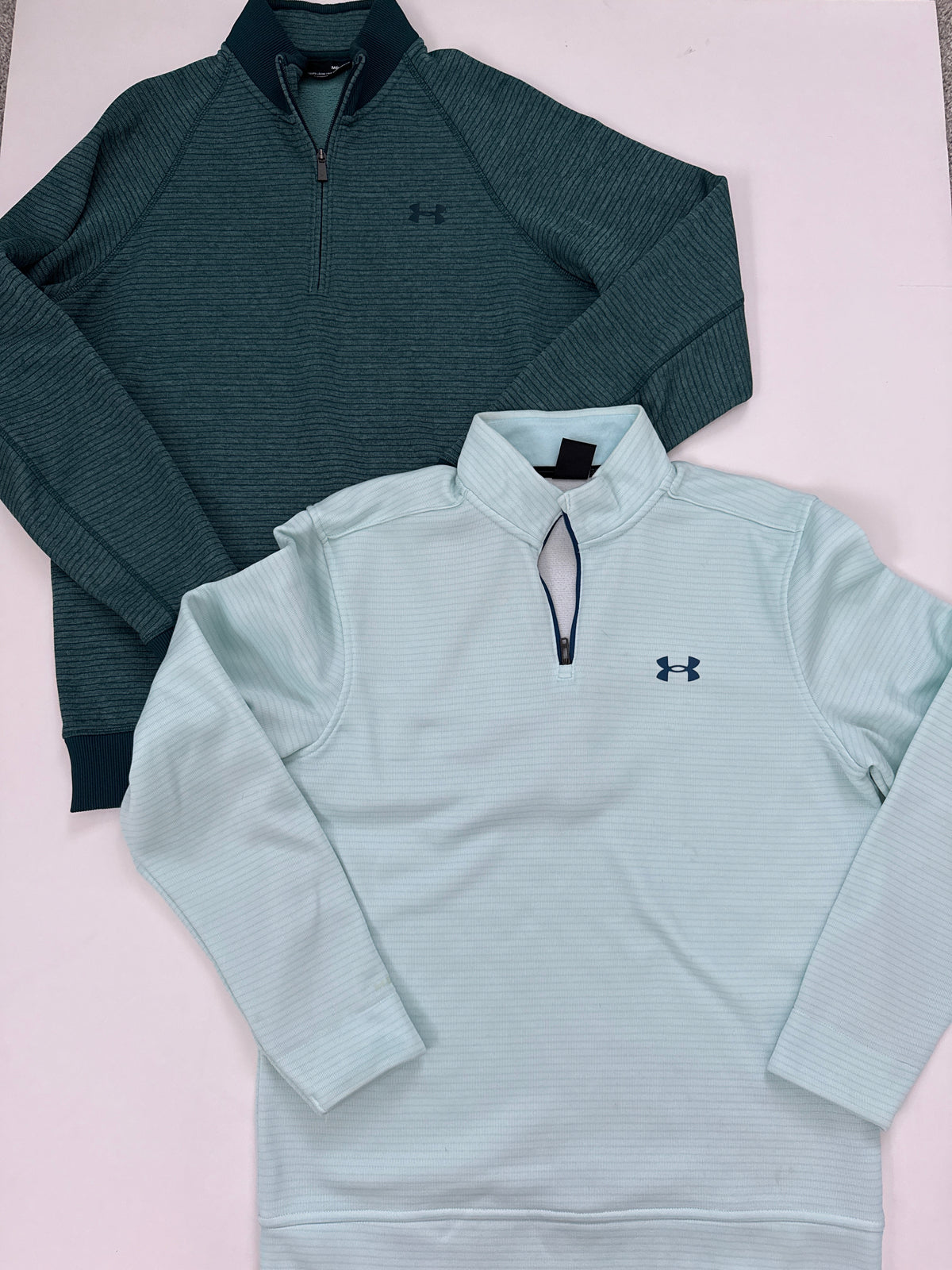 #64 Men’s Blue and Teal Under Armour Quarter Zip Set Size M