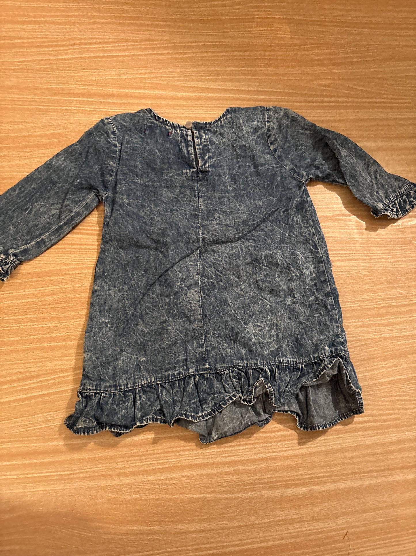 #102 7 For All Mankind Girls Distressed Denim Long Sleeve Dress 24 Months