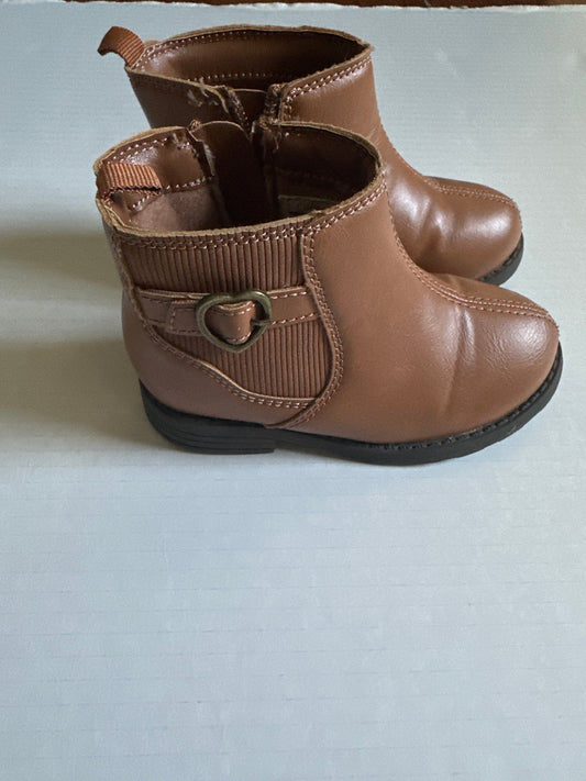 #146 Carter’s Faux Leather Boots Heart Buckles Girls 7