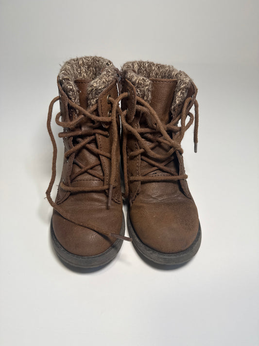 #96 Girls Brown Zipper Boots Size 9C