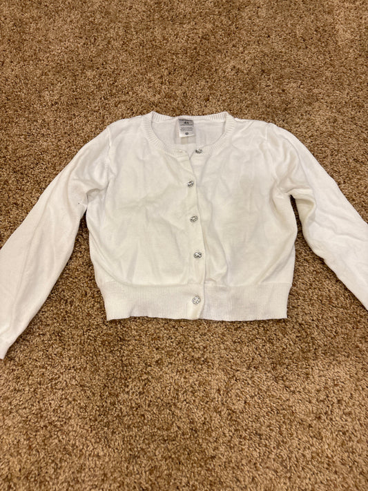 #47, girls Carter’s white button-down sweater Size 4T
