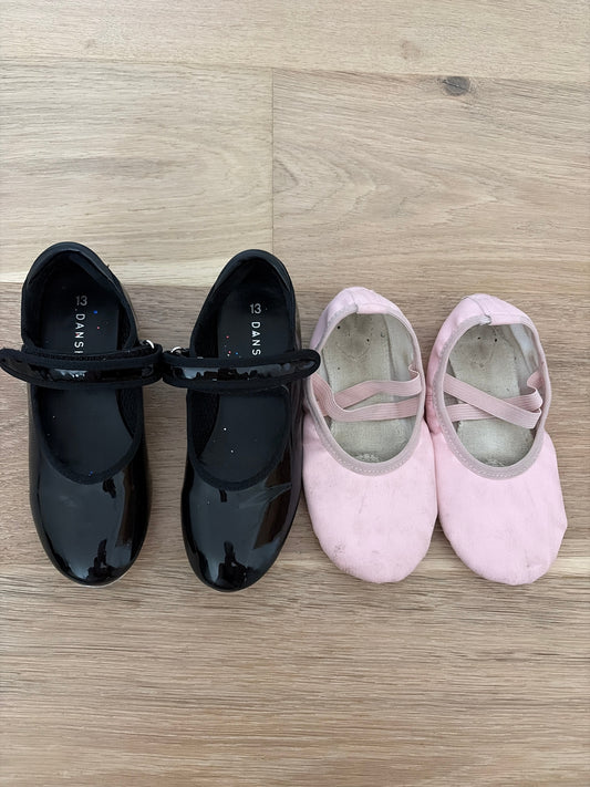 #158 Girls size 13 Tap and Ballet Shoes