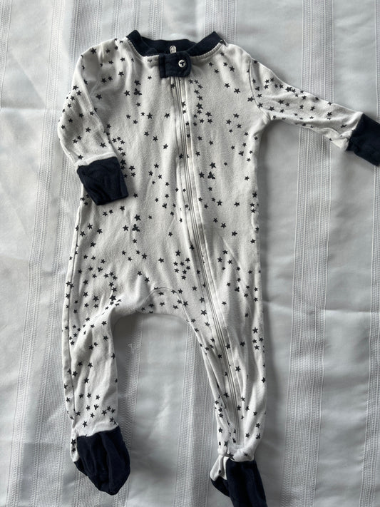 #29 9 mo  Boys Burt’s Bees footed romper EUC