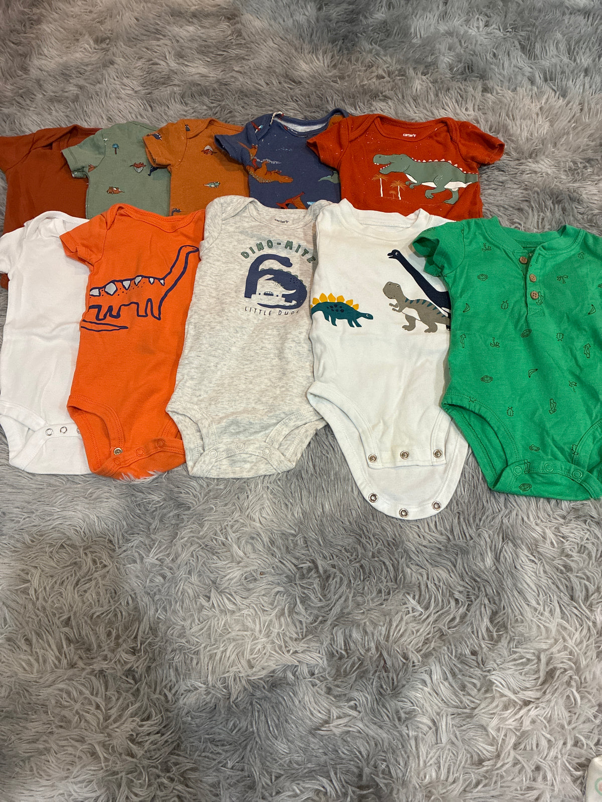 SCO46-short sleeve onesies Dinosaurs-3-6 months-boys-10 pack