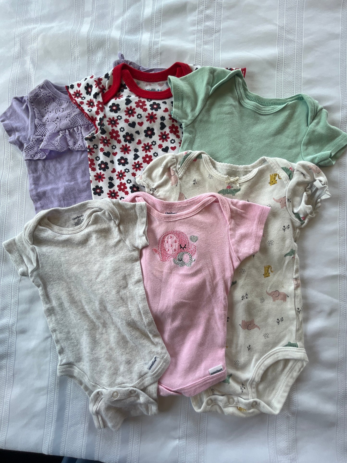 #57  Girls 3-6 mo onesies set of 6 EUC
