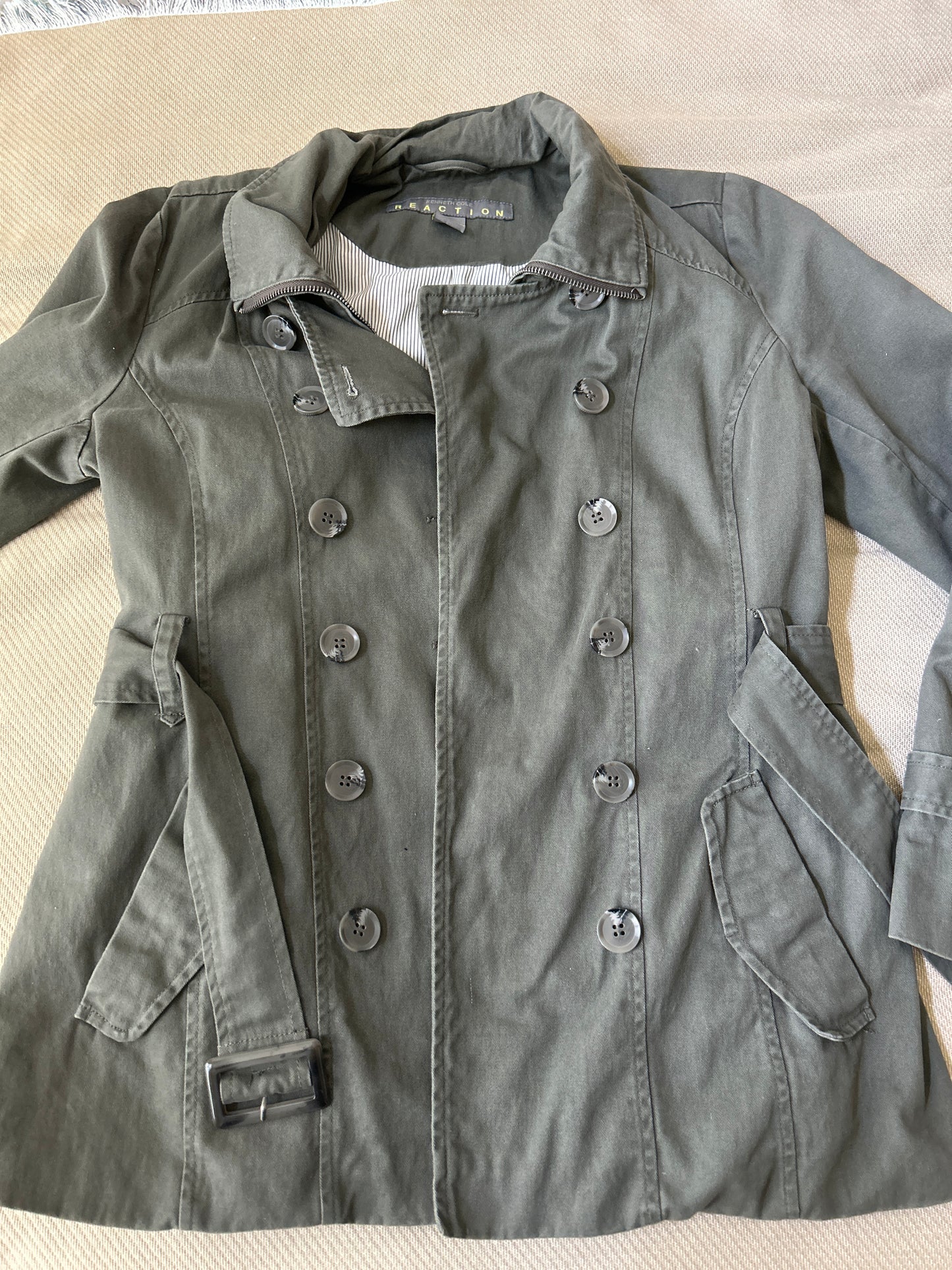 Kenneth Cole Reaction/Women's Belted Double-Breasted Jacket/Olive Green/Size M