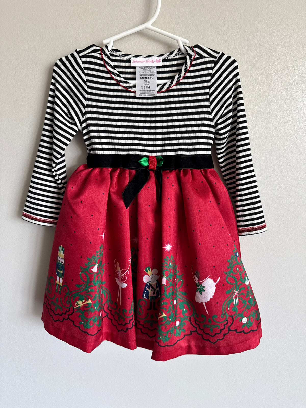 #173 Girls 24m Bonnie Baby Christmas/Holiday dress
