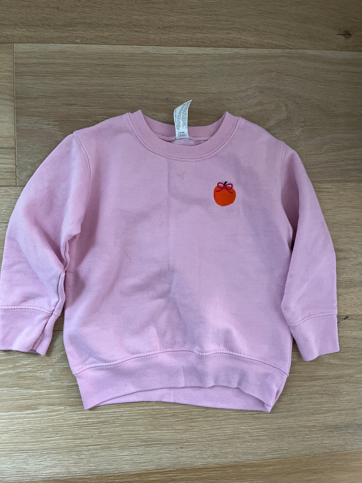 #110 Girls 3T Pink Pumpkin Embroidered Sweatshirt