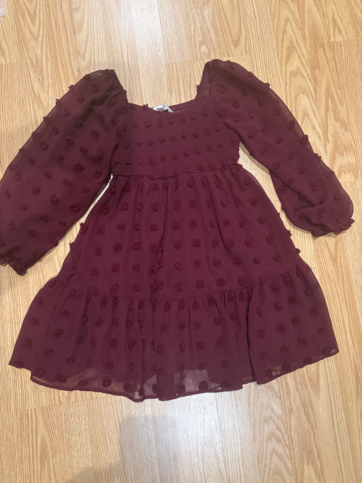 #87 wild daisy girls size 7 wine/burgandy dress EUC