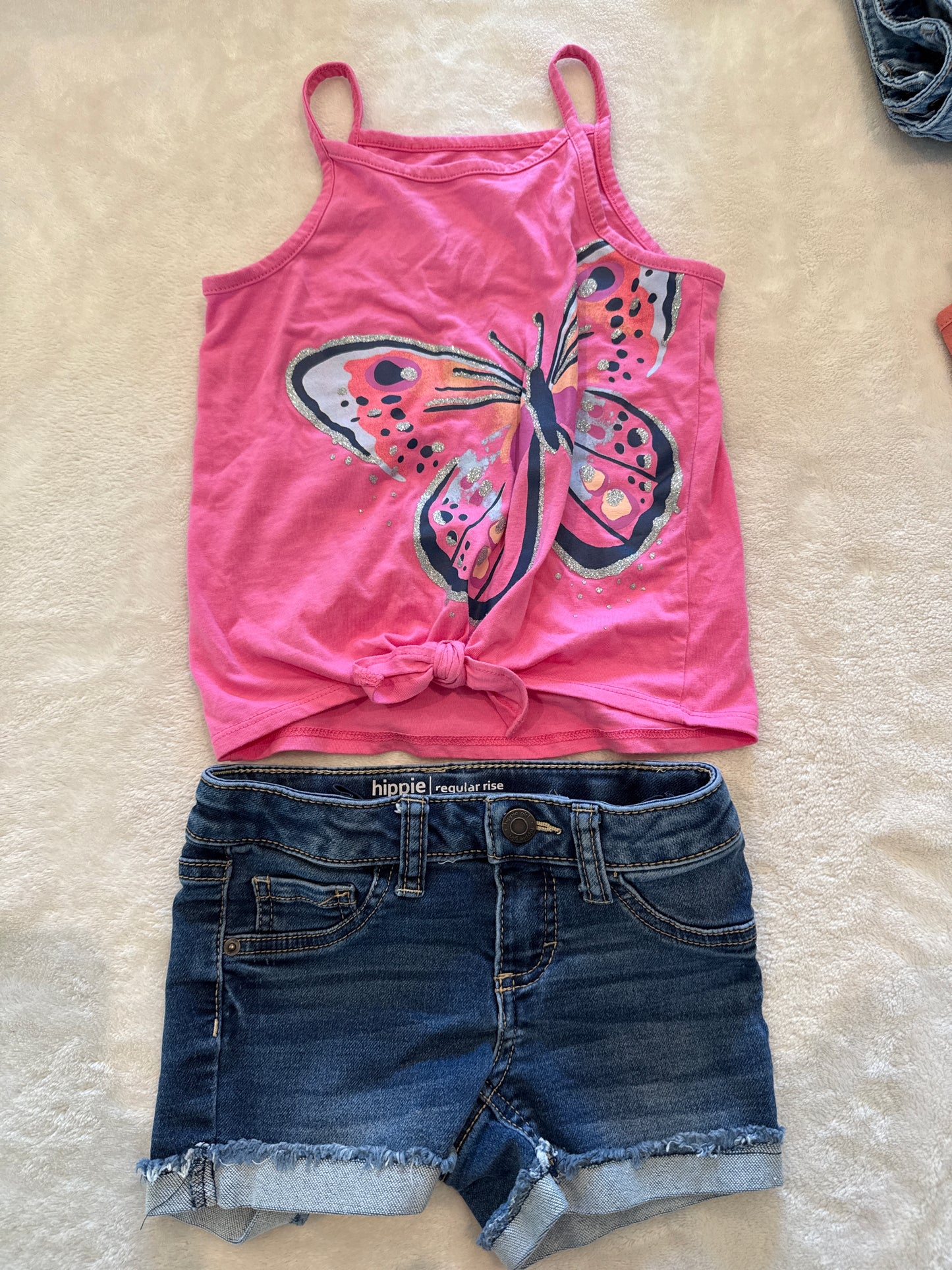 #46 Girls 5 jumping beans top, hippie girl adjustable bottoms euc