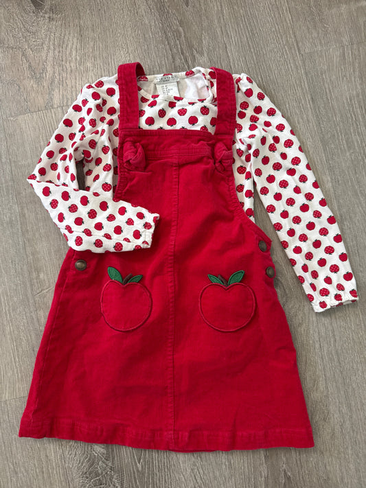#149 girls 4T Courdoroy apple jumper dress
