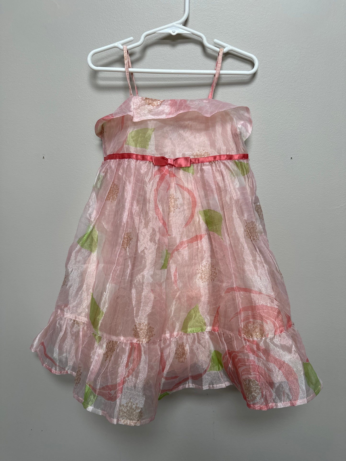 #130 Gap Girls Sz 4 Pink Floral Chiffon Dress Spring Easter Retailed for $98