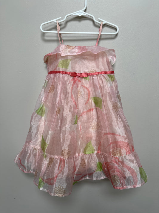 #130 Gap Girls Sz 4 Pink Floral Chiffon Dress Spring Easter Retailed for $98