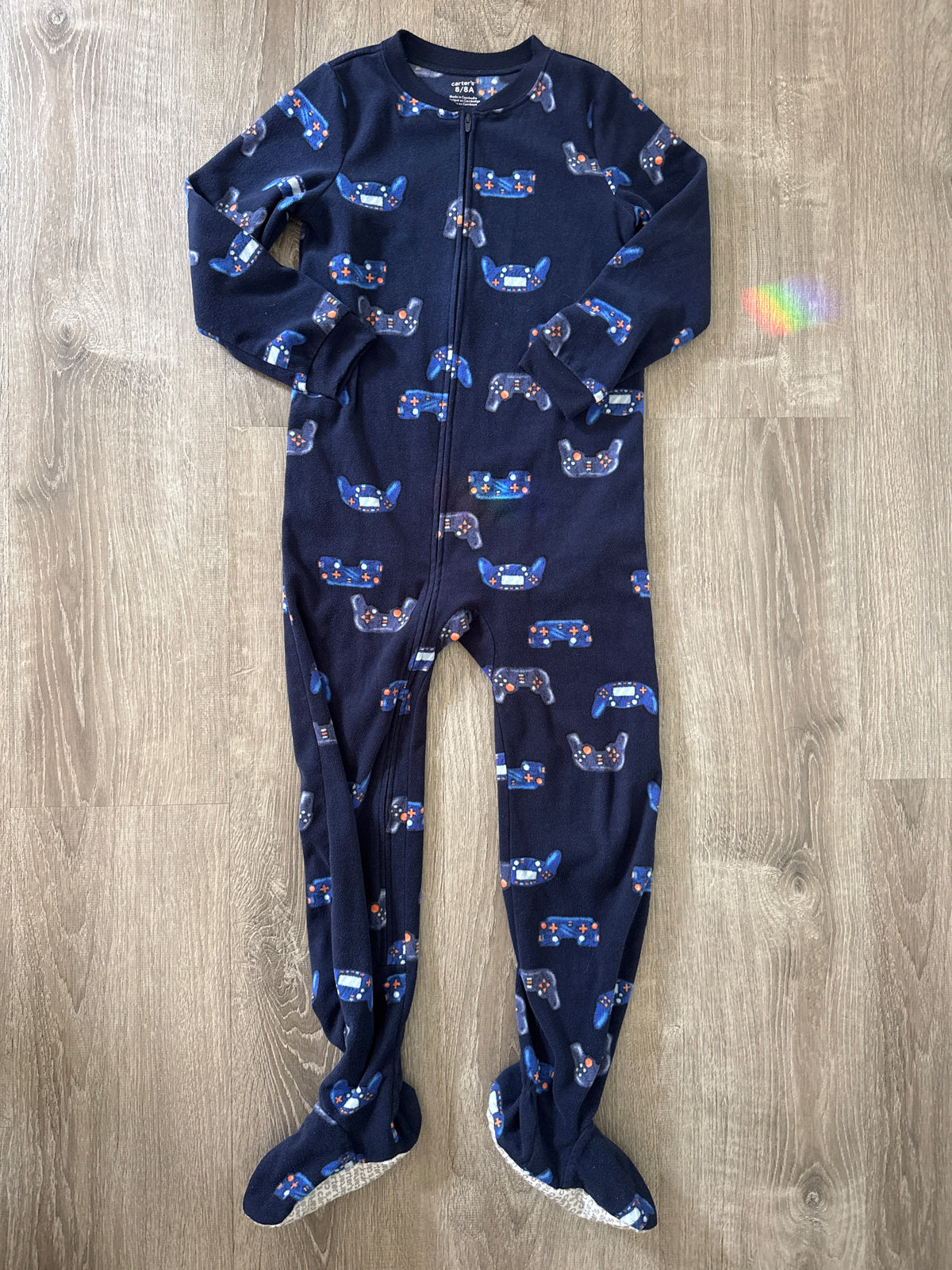 #149 Boys size 8 fleece game controller footie pajamas