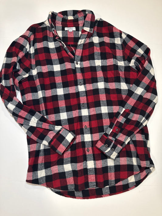 #96 Men’s Red and Black Plaid Flannel M
