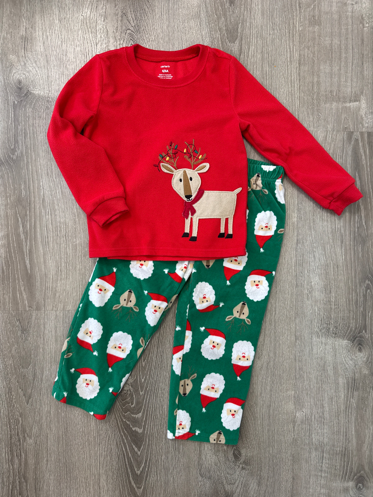 #149 Boys 6 carters Christmas fleece two piece pajamas