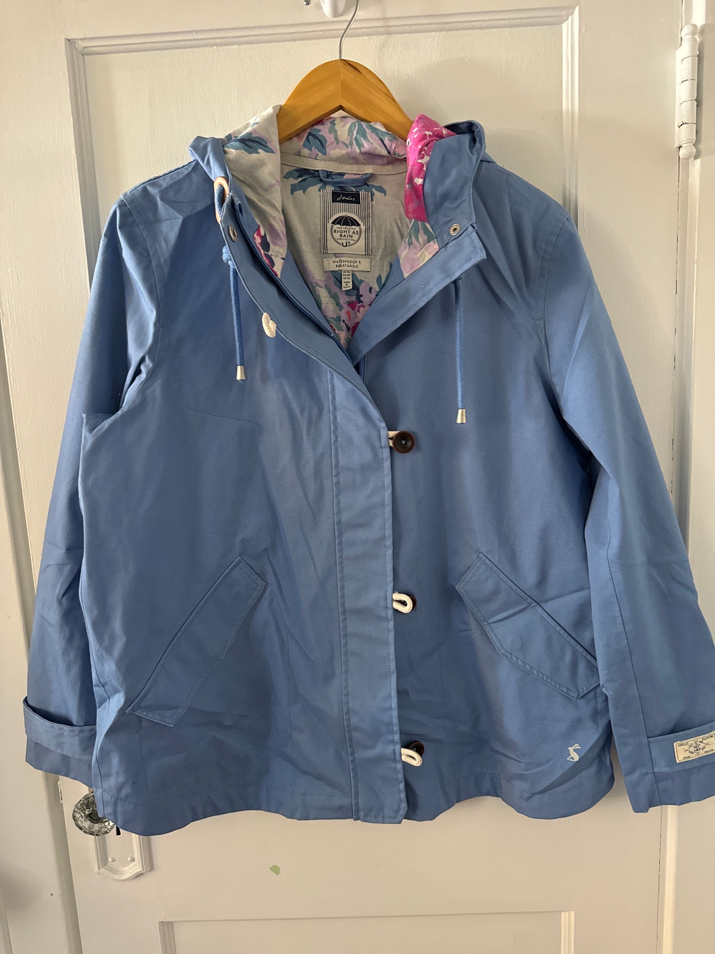 Joules "Right as Rain" Waterproof and Breathable Rain Coat, Size 12, Like New, PPU Norwood