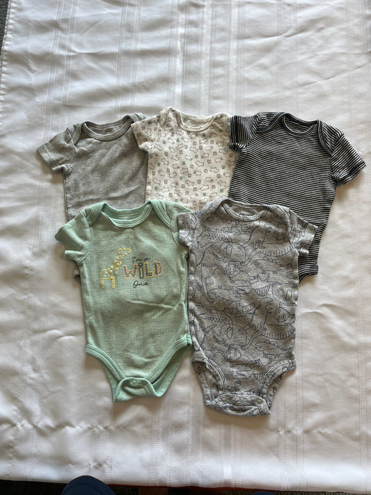 #29 3 mo boys wild things onesie bundle set of 5 EUC