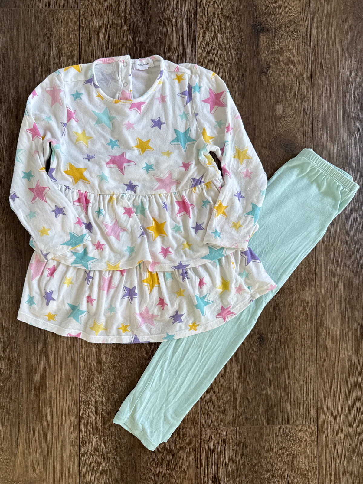 #173 Girls 3T Angel Dear star tunic and blue pant set