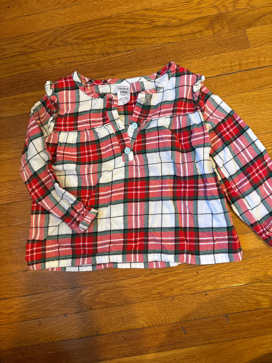 Seller #127 Carters girls plaid  top size 24m