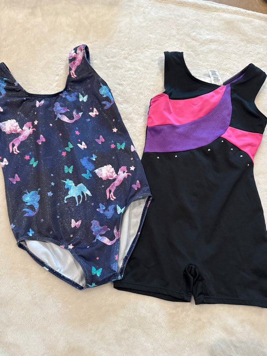 #81 Girls 6 Shorts leotard and unicorns leotard euc
