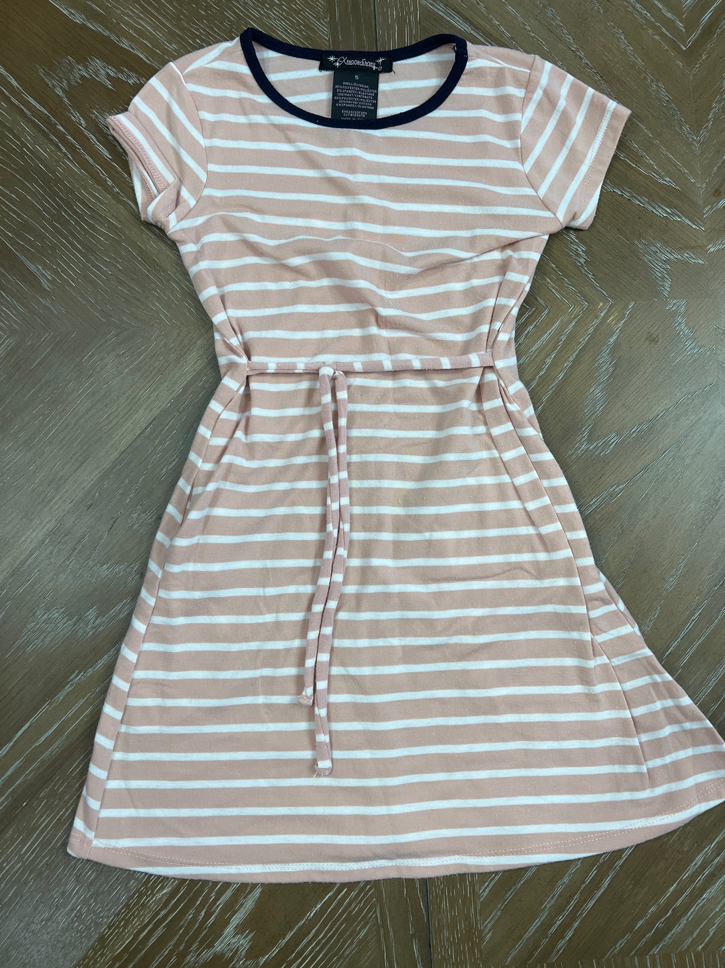 Xtraordinary size 5 pink striped dress with pockets