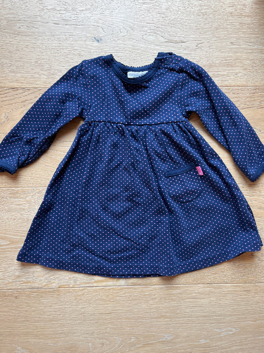 #110 Girls JoJo Maman 12-18 Months Blue Polka Dot Dress