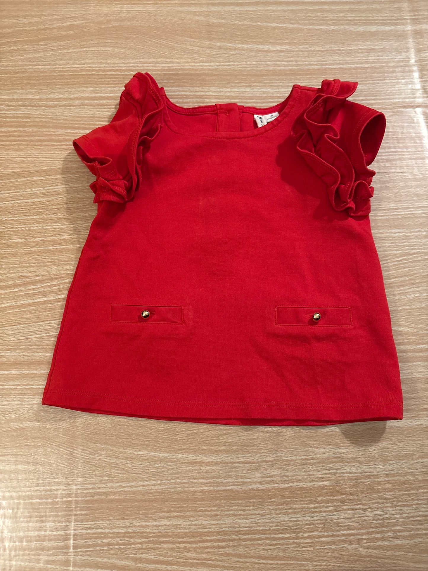 #102 Janie & Jack Girls Red Knit Ruffle Top 2T