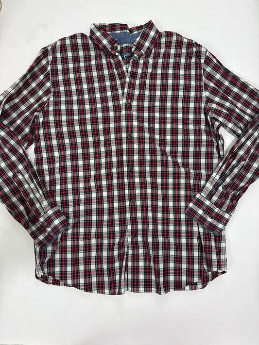 #64 Izod Tartan Plaid Button Down Size M