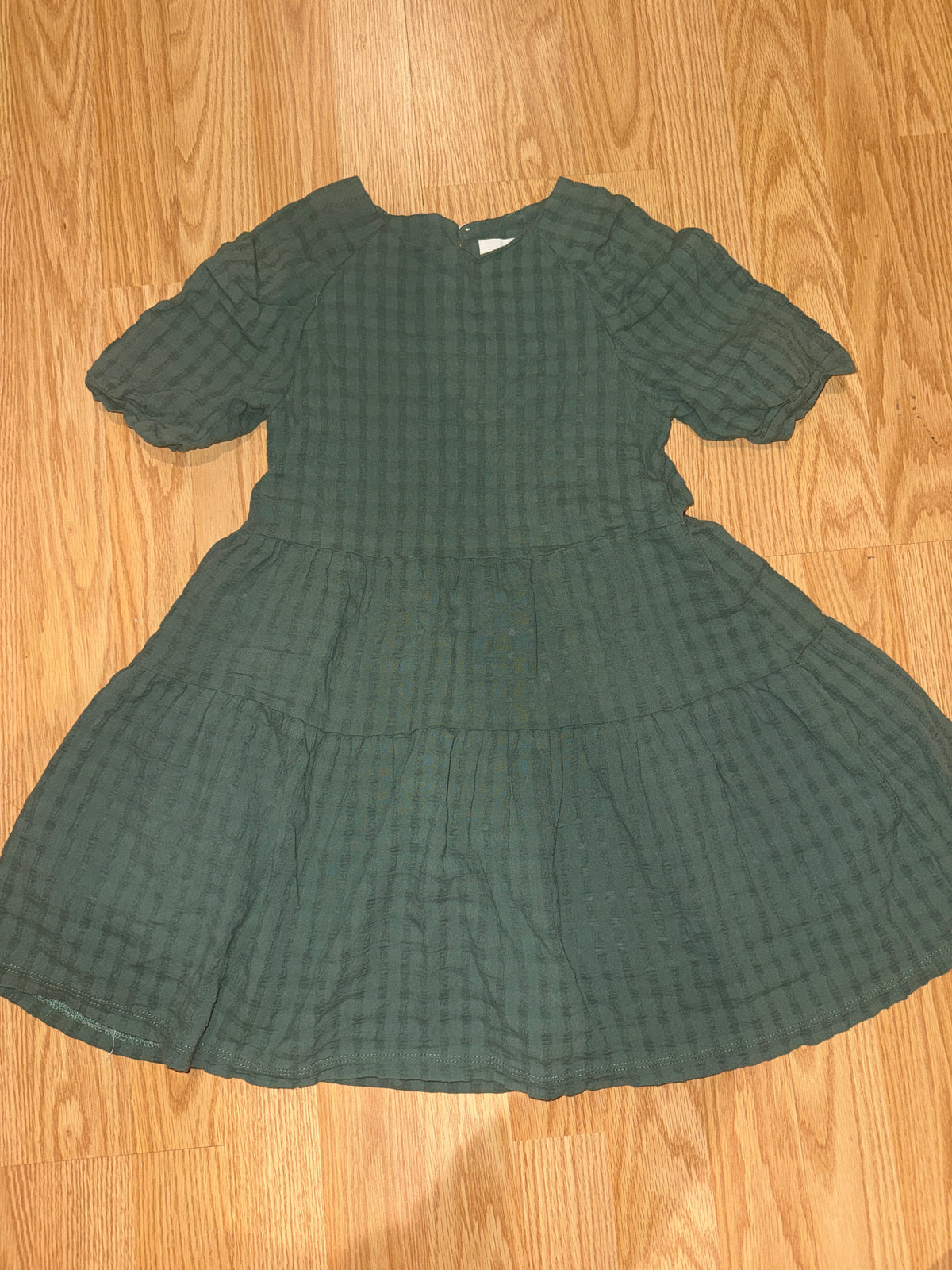 #87 vignette size 8 girls green tiered dress EUC