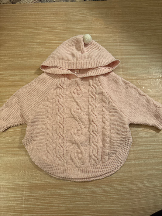 #102 Cat & Jack Girls 2T/3T Light Pink Knit Poncho