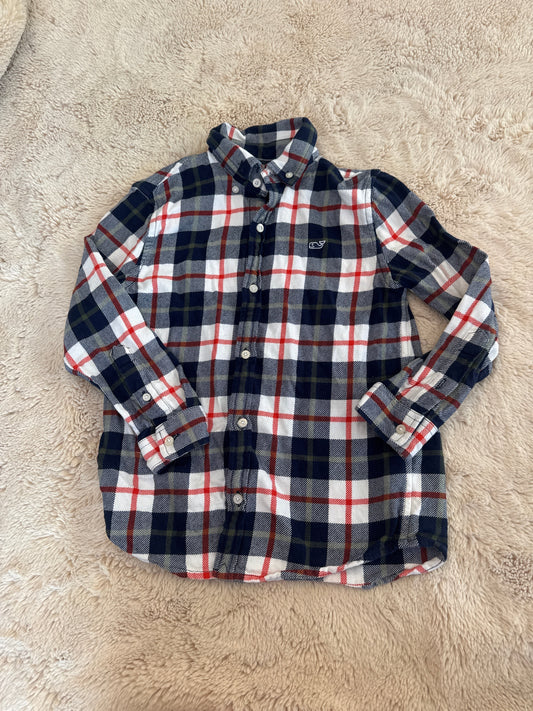 Seller 108 Boys Vineyard Vines (7) Button Down EUC Navy/reddish/green/cream