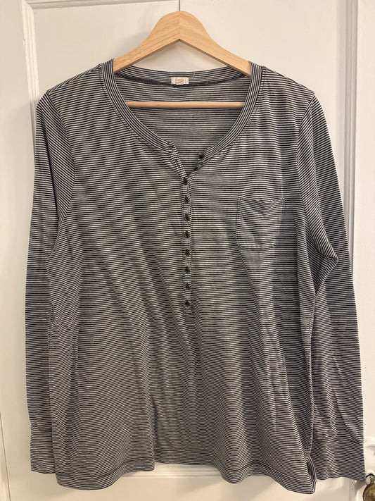 #152 - PRICE REDUCED J.Crew Factory Striped Long Sleeve Henley Top – XL