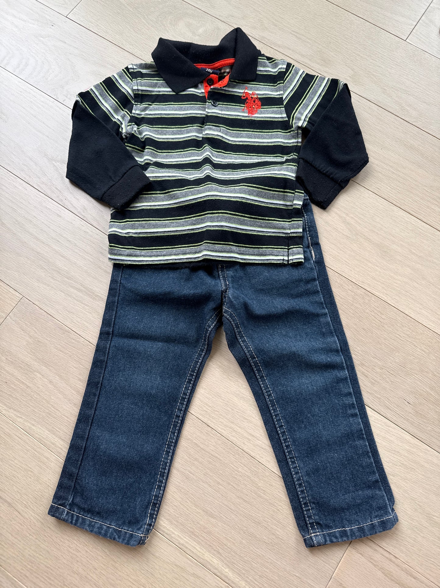 Seller #216 Boys Polo Assn jeans and shirt outfit, 24 mos, EUC