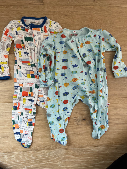 #110 Magnetic Me Boys 0-3 Months Magnetic pajamas - set of 2