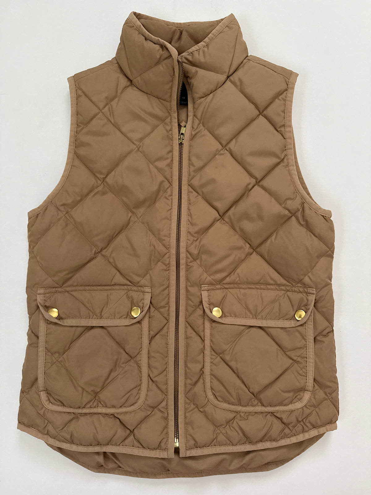 #64 J. Crew Camel Quilted Vest Size XS