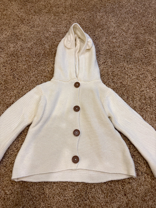#47, girls 12mo, Harper Canyon white hooded button-down sweater