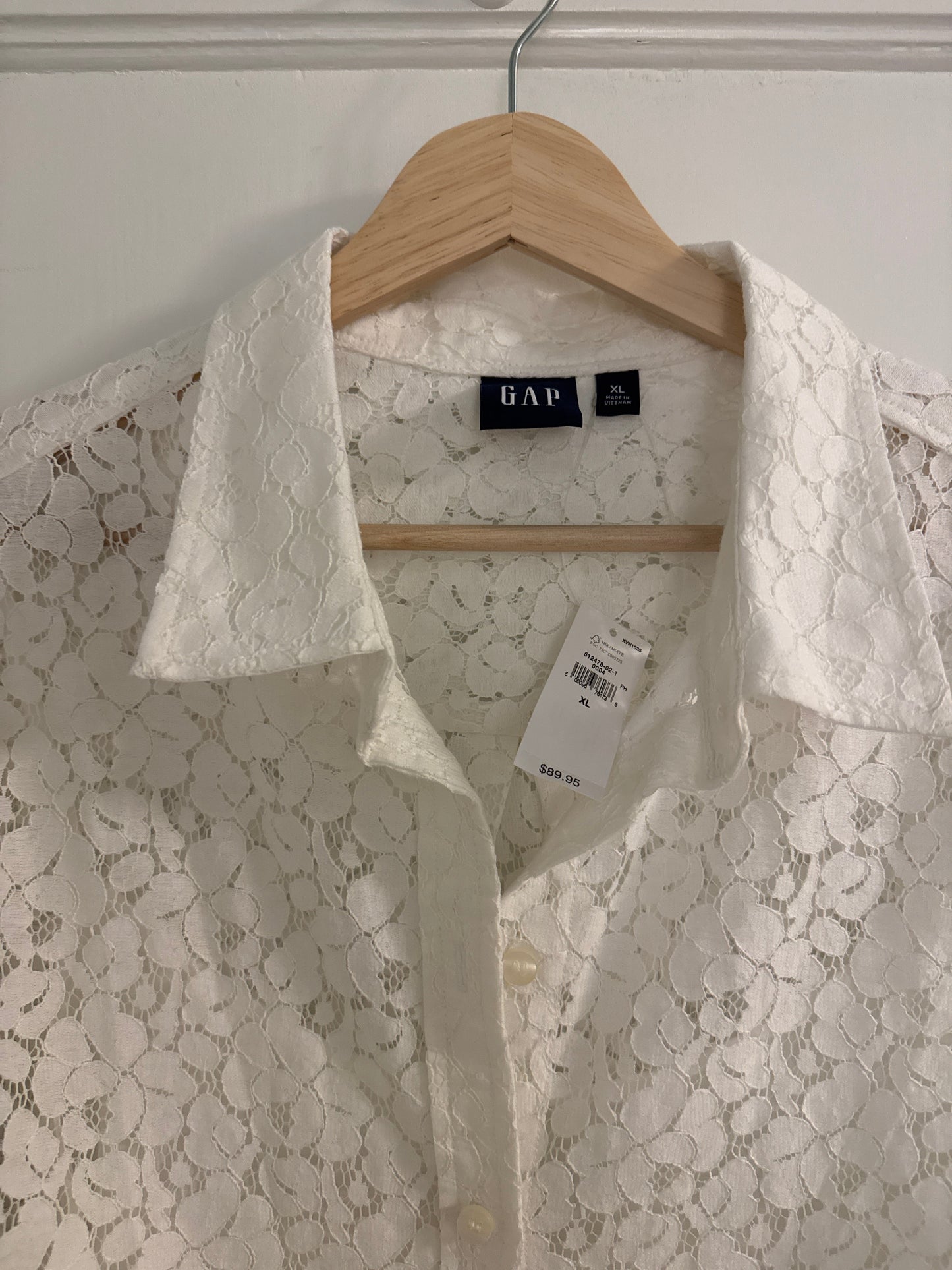 #152 - PRICE REDUCED Gap Lace Shirt Dress White XL