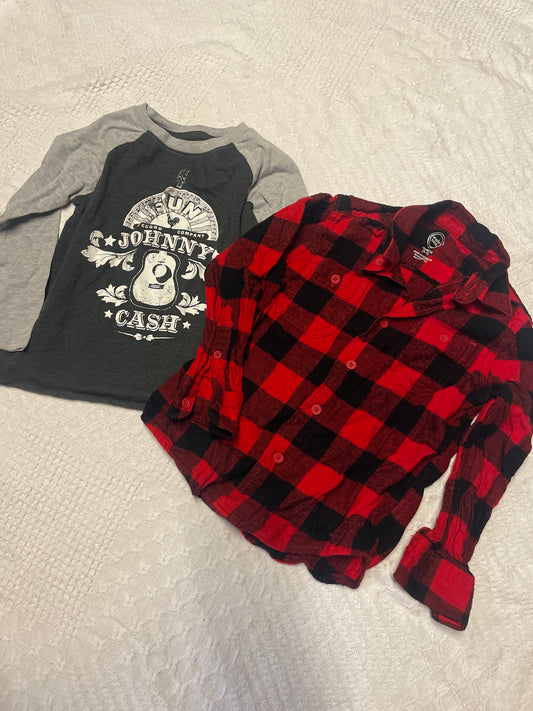 Seller #57 Boys 4t Buffalo plaid button down and Johnny cash long sleeve